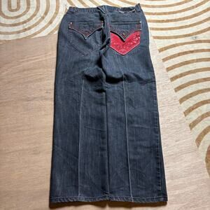 IMPERIOUS • Y2K RED BANDANA WIDE LEG JEANS